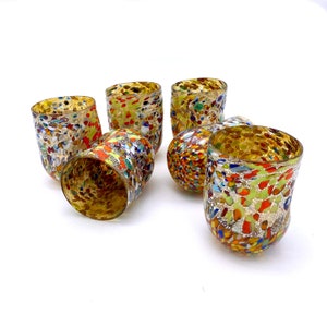 Murano Glass Tumblers Set: Authentic Italian Murrine Glassware (6 pcs)