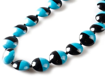 Handmade Murano Glass Necklace: Turquoise & Black Italian Jewelry