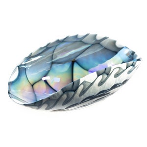 Murano Glass Bowl, Modern Design Fruit Bowl Handmade Gray, Blue, and Pearl Colors, Blown Glass Decorative Centerpiece, Trademark of Origin