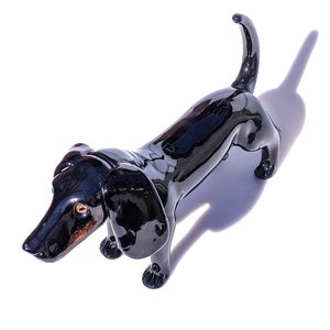 Murano Glass Dachshund Dog Sculpture, Hand Blown Black Glass Sculpture, Original Gift Idea Made in Italy, Trademark of Origin, YourMurano