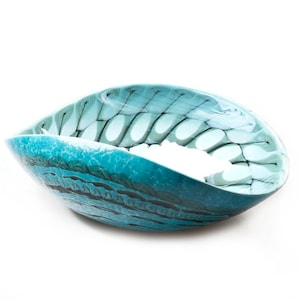 Turquoise Murano Glass Bowl: Modern Italian Decor (9.06x15.75&quot;)