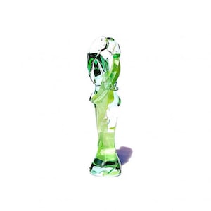 Murano Glass Embrace Sculpture: Green Crystal Art, Made in Italy