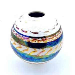 Handmade Murano Glass Vase: Multicolor Iridescent Venetian Decor
