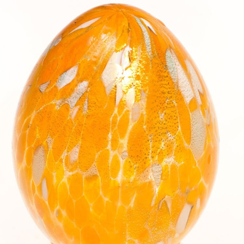 Murano Glass Egg Decorative Egg. Orange and Clear Egg Etsy
