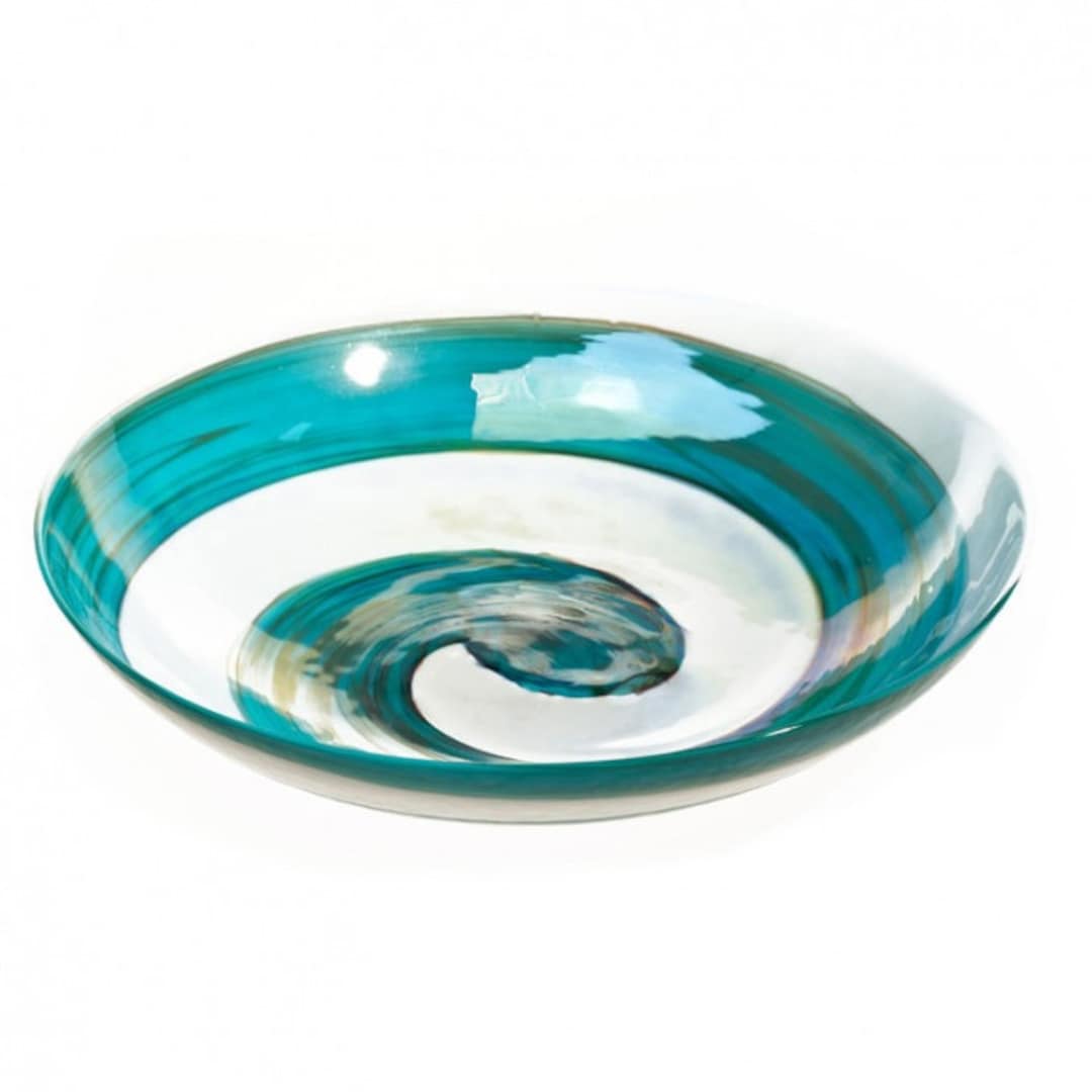Murano Glass Plate, White and Blue Plate, Modern Italian Plate