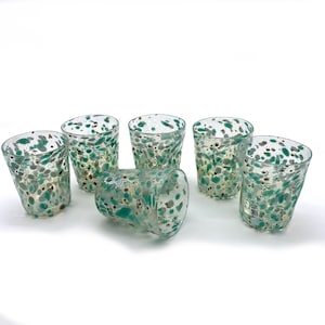 Murano glass drinking glasses set, green glasses, Handmade tumblers, Made in Italy glassware, gift idea, TRADEMARK OF ORIGIN