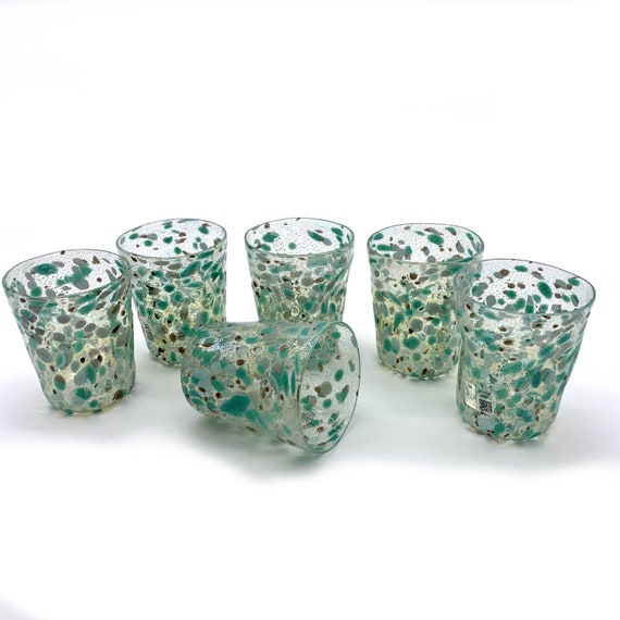 Murano Glass Drinking Glasses Set Green Glasses Handmade Etsy
