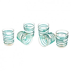 Murano drinking set, coloured drinking glasses, glass tumblers, blown glasses, wine water glasses, Venetian glasses, TRADEMARK OF ORIGIN