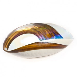 Murano Glass Centerpiece Bowl: Ivory Brown Modern Artwork, Made in Italy