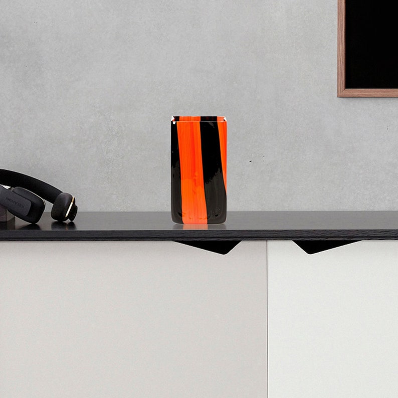 Murano Glass Vase Black and White Vase Glass Vase Etsy