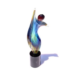 Murano Chalcedony Glass Dancer Sculpture: Abstract Home Decor