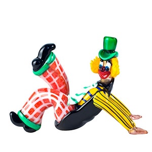 Sculpture de clown en verre de Murano : figurine vénitienne, marque d&#39;origine