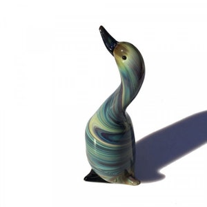Murano Glass Goose Sculpture: Chalcedony Art Glass, Handmade Home Decor