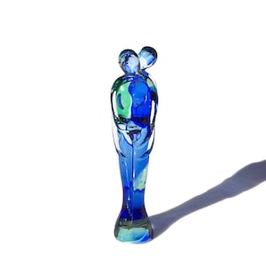 Murano Glass Lovers Sculpture: Blue Crystal