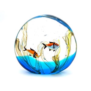 Murano Glass Sculpture, Multicolour Acquarium, Handmade in Italy, Trademark of Origin, Made in Italy, Original Murano Glass