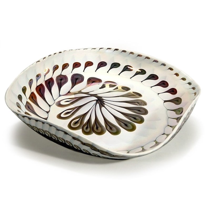 Murano Glass Bowl White Modern Genuine Italian Piece Etsy