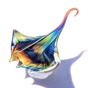 Murano Chalcedony Glass Ray Sculpture: Blown Italian Art Glass