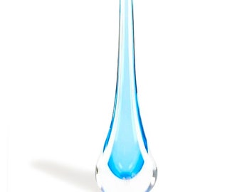 Murano glass decorative vase, light blue glass, handmade glass vase, tall vase, blown glass vase, gift idea, TRADEMARK OF ORIGIN