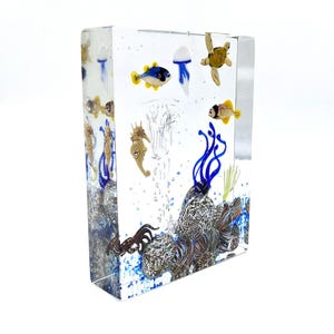 Murano Glass Sculpture of Tropical Aquarium, Luxury Sculpture fo Home Decor, Trademark of Origin