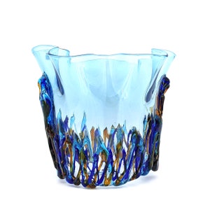 Murano Original Glass Vase, Modern Glass Vase, Handmade Italian Vase, Turquoise Vase, Design Vase, Gift Idea, Trademark Of Origin