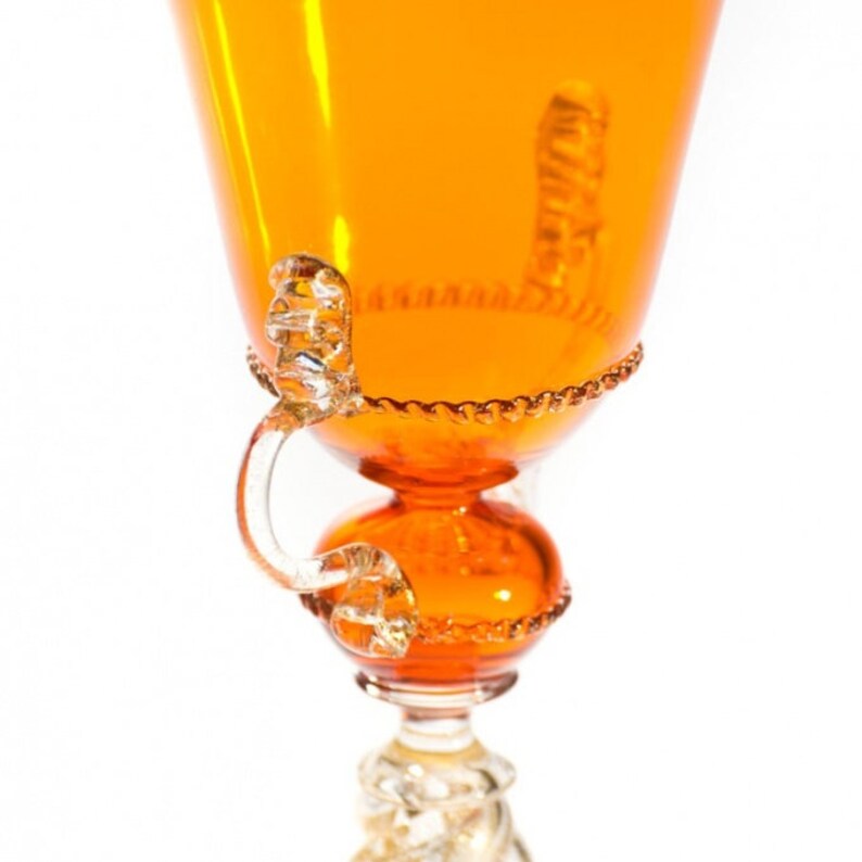 orange yellow decorative goblet Murano glass goblet TRADEMARK OF ORIGIN collectable chalice italian glass goblet handmade glass goblet