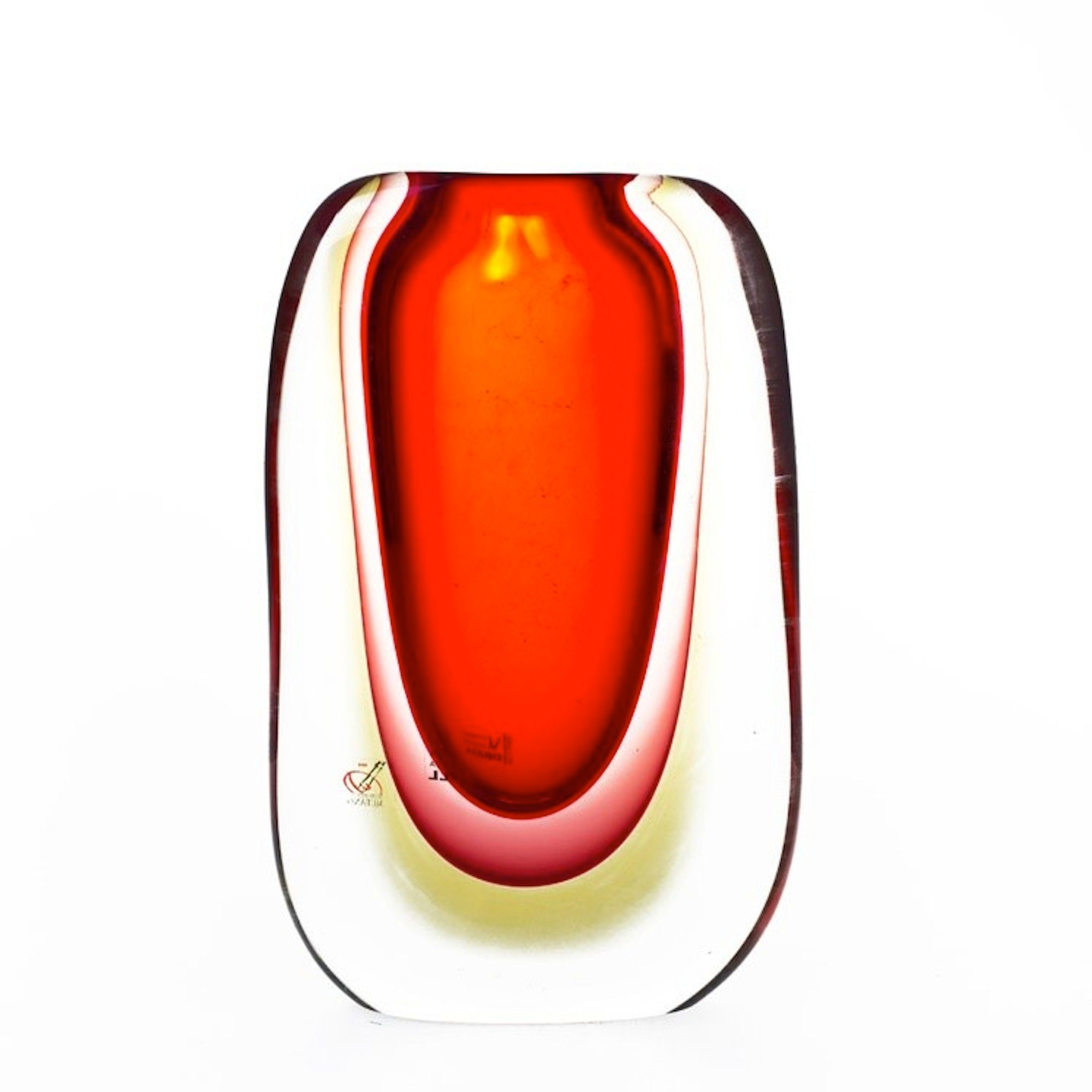 Murano Glass Decorative Vase Red Glass Round Glass Vase Etsy