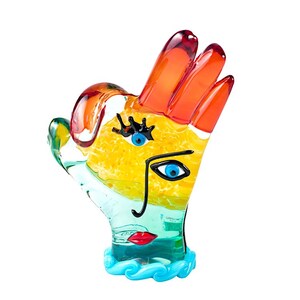 Handmade Murano Glass OK Hand Sculpture: Abstract Art, Modern Decor