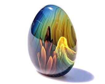Chalcedon-Skulptur aus Muranoglas: Irisierende Blumenkunst, hergestellt in Italien
