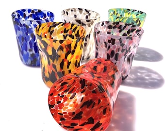 Murano Glass Tumblers Set: Multicolored Handmade Italian Glassware
