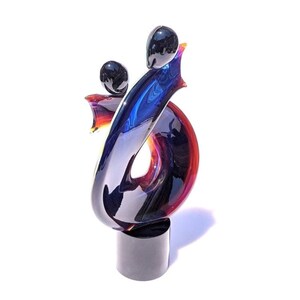 Murano Chalcedony Glass Sculpture: Abstract Teardrop Figure, Made in Italy