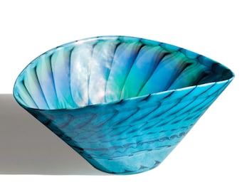 Murano Glass Centerpiece Bowl: Light Blue Modern Design, Made in Italy