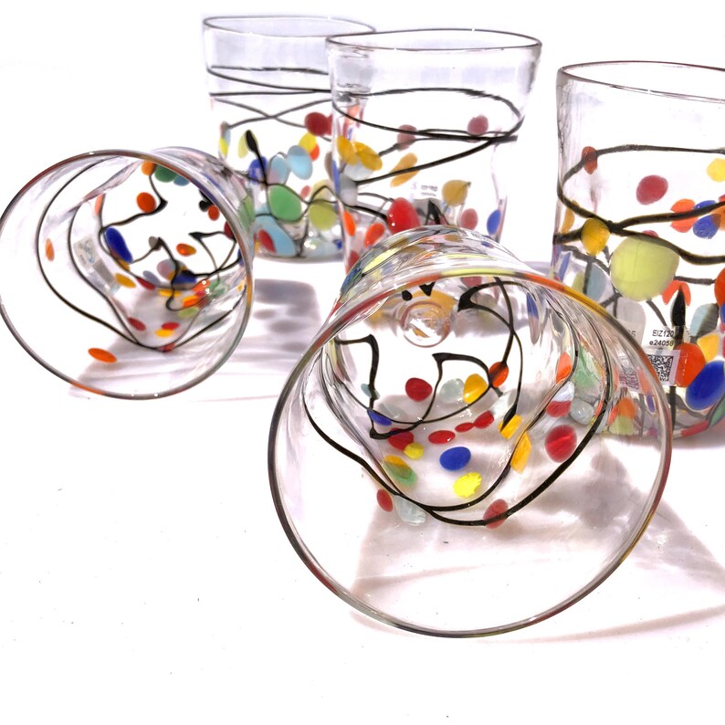 Murano Glass Tumblers Set Colored Drinking Glasses Modern Etsy