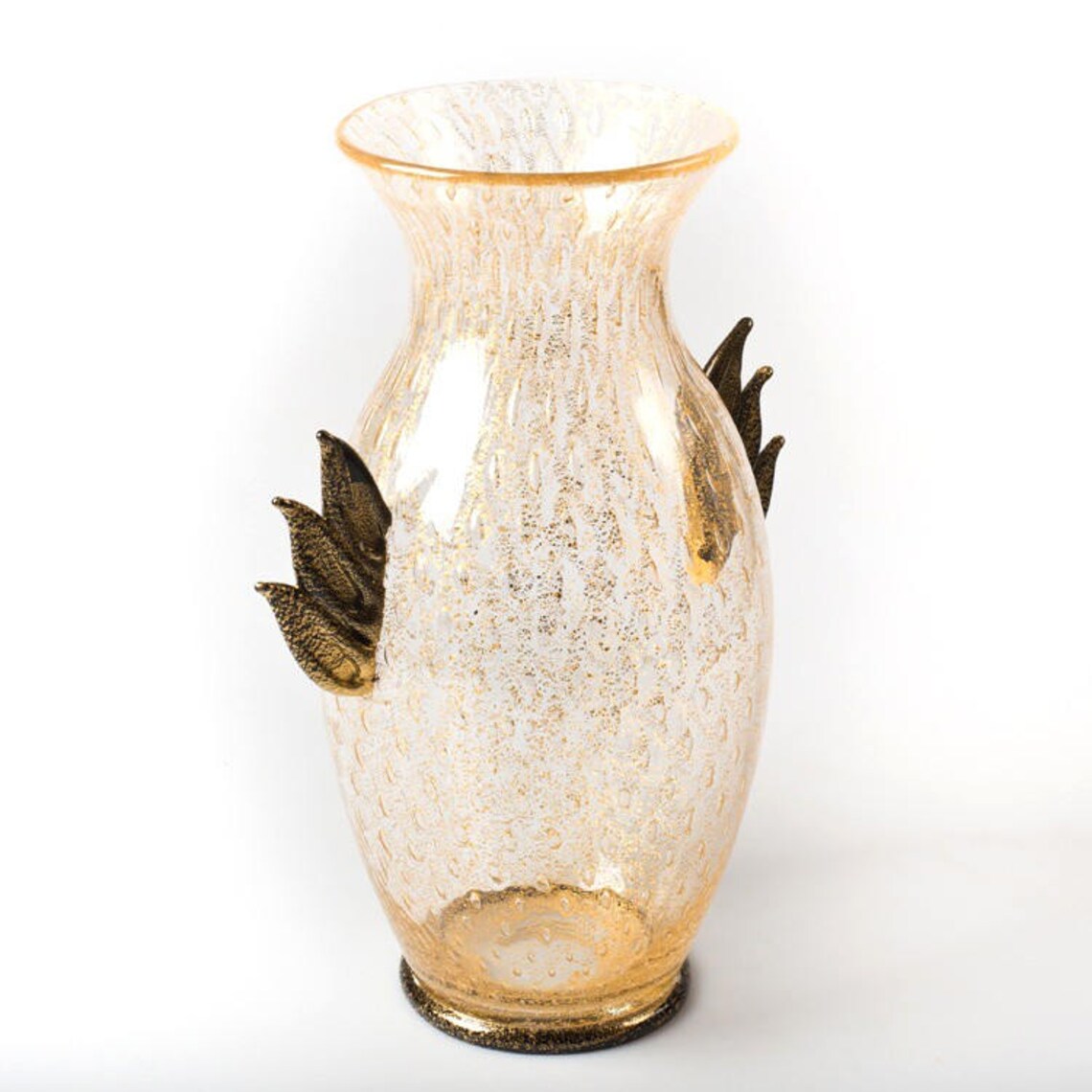 Black and Gold Glass Vase for Home Decor Modern Murano Glass Etsy