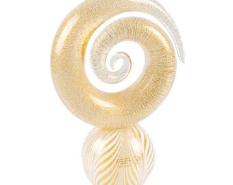 Murano Glas Skulptur, Gold-Spiral Skulptur, authentische Luxus Skulptur, handgefertigte Skulptur, Murano Glas Objekte, TRADEMARK OF ORIGIN