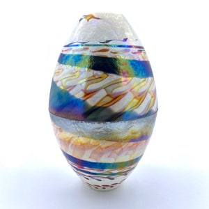 Iridescent Murano Glass Vase: Handmade Italian Art Glass Centerpiece