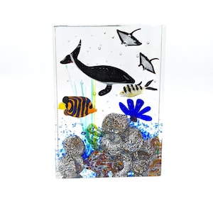 Murano Made Blown Glass Figure of Aquarium, Luxury Sculpture for Home Decor, Trademark of Origin