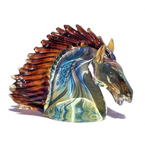 Murano glass sculpture, horse head figure, Made in Italy sculpture,  sculpture for home decor, Original Murano creation