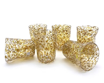 Handmade Murano Glass Tumblers Set: Amber Modern Drinkware