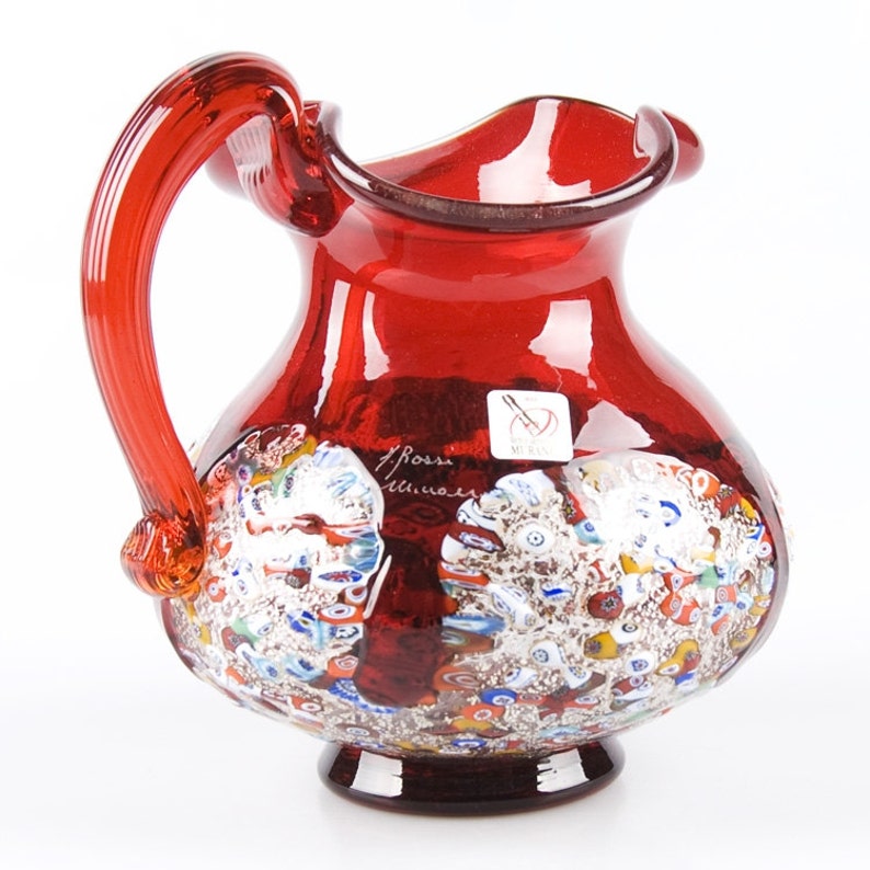 Murano Glass Red Carafe Made in Italy Pitcher Handmade Etsy