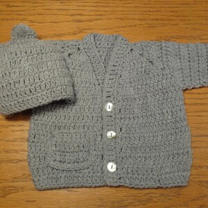 150. Pattern for New Born Baby Boy Crocheted Sweater and Hat