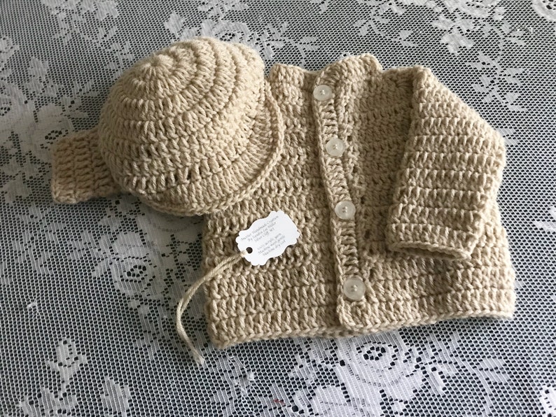 002. Baby Boy Sweater Set Classic Cardigan & Hat Infant Gift Etsy