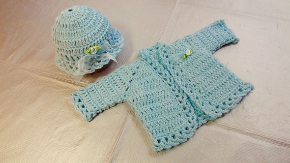 Pattern for Easy Crochet Premie and Newborn Sweater Set With