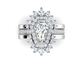 Coffin Gems® 2ct Halo Ring with Top and Bottom Crown bands!