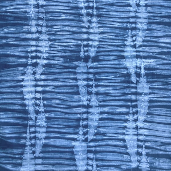 Indigo Dyed Shibori Fabric, Cotton Shibori Fat Quarter, Hand Dyed Fabric