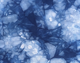 Indigo Shibori Cotton Fabric Yard, Hand-Dyed Quilt Cloth