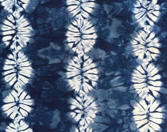 Indigo Dyed Shibori Fabric, Cotton Fat Quarter