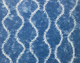 Hand Dyed Shibori Indigo Cotton Fabric - Fat Quarter