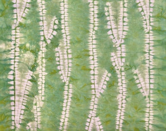 Green Shibori Fabric, Botanical Fabric, Cotton Tie Dye Fat Quarter