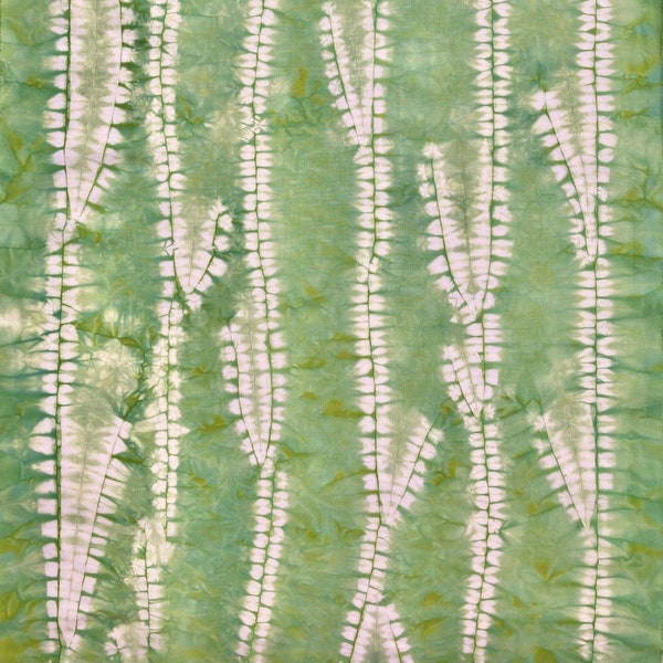 Green Shibori Fabric, Botanical Fabric, Cotton Tie Dye Fat Quarter