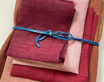Natural Dyes, Linen Fabric Bundle, Hand Dyed Fabric